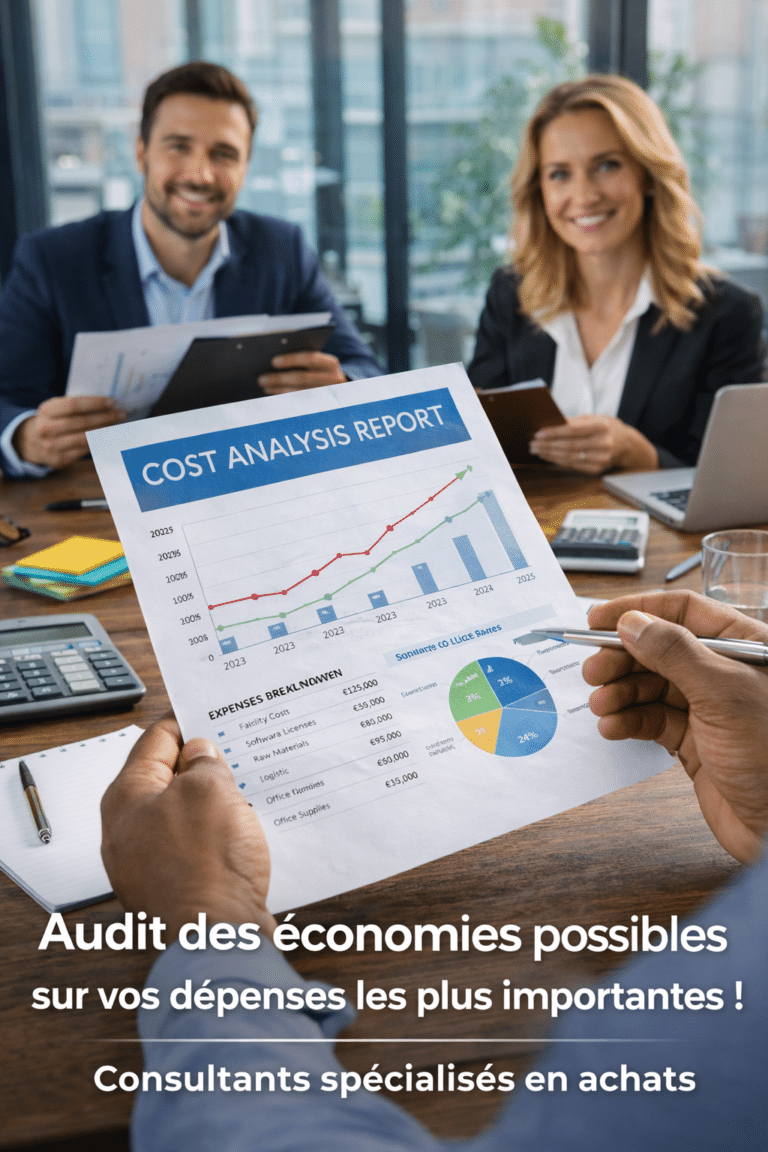 Rapport d'analyse des coûts montré par un consultant.