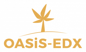 Logo Oasis-EDX avec palmier stylisé.