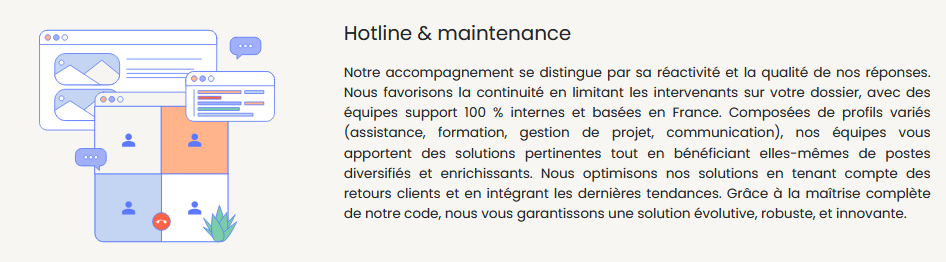Illustration de support client et maintenance.