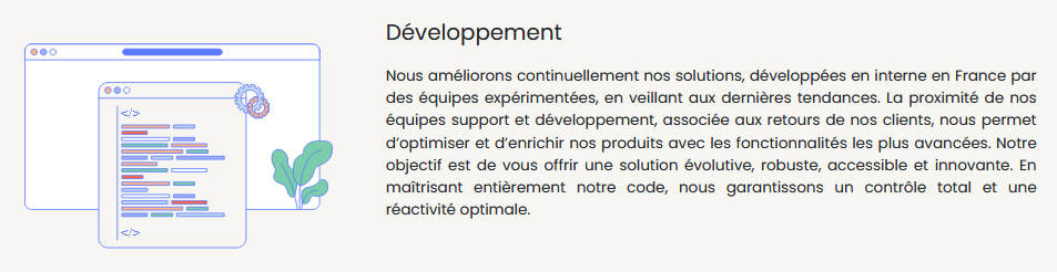 Illustration de développement logiciel avec des écrans de code.