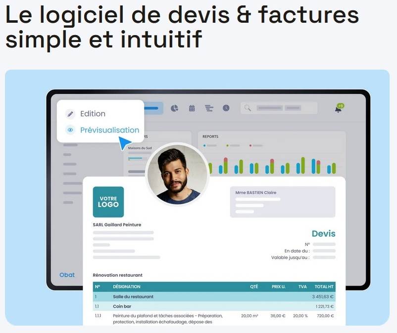 Logiciel de gestion de devis et factures intuitif.