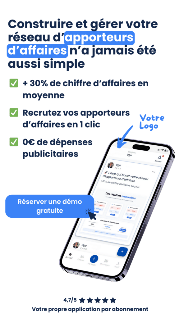 Publicité pour une application de réseau d'affaires.