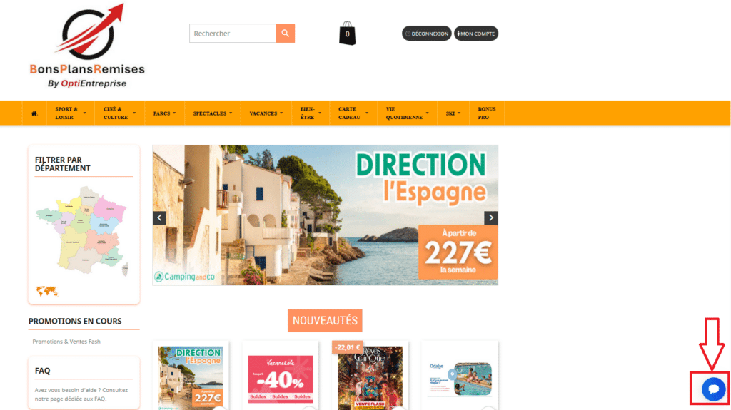 Offres de voyage en Espagne sur site web.