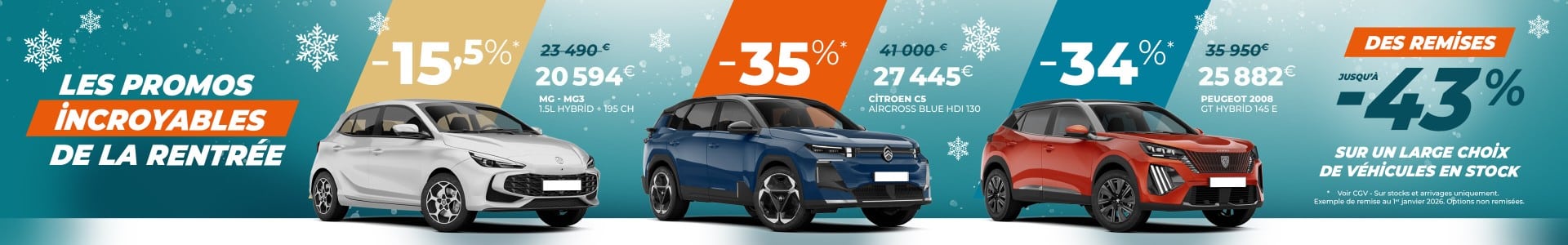 Promotion rentrée, réductions automobiles jusqu'à -43%.