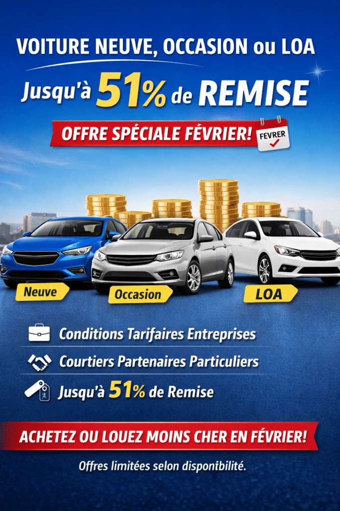 Promotion voiture: jusqu'à 51% de remise en février.