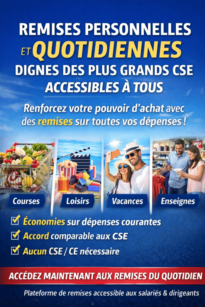 Affiche sur les remises accessibles pour courses et loisirs.
