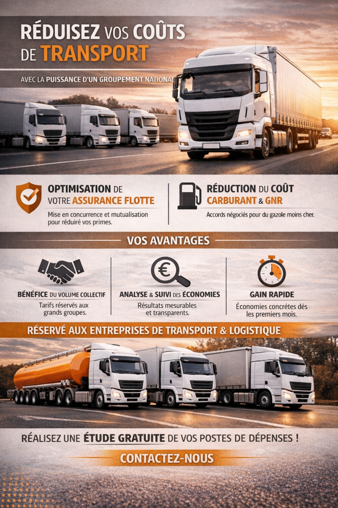 Camions sous un coucher de soleil.