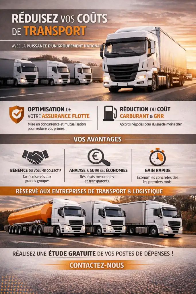 Camions sous un coucher de soleil.