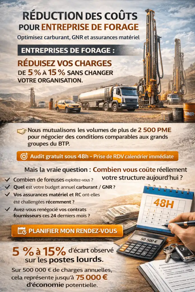 Économisez sur les coûts pour entreprises de forage.