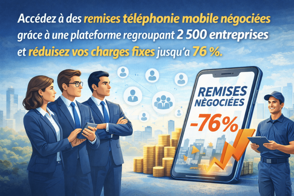 Plateforme de remises téléphonie permettant aux entreprises de réduire leurs coûts mobiles jusqu’à 76 % grâce à une négociation mutualisée avec les opérateurs.