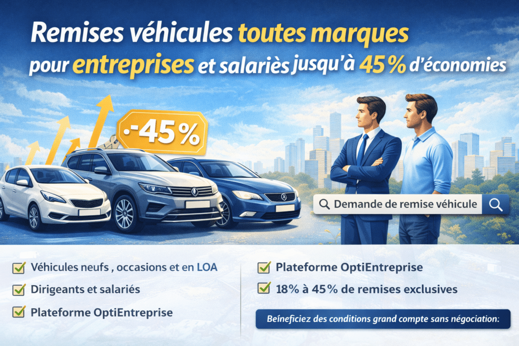 Remises véhicules pour entreprises jusqu'à 45%.