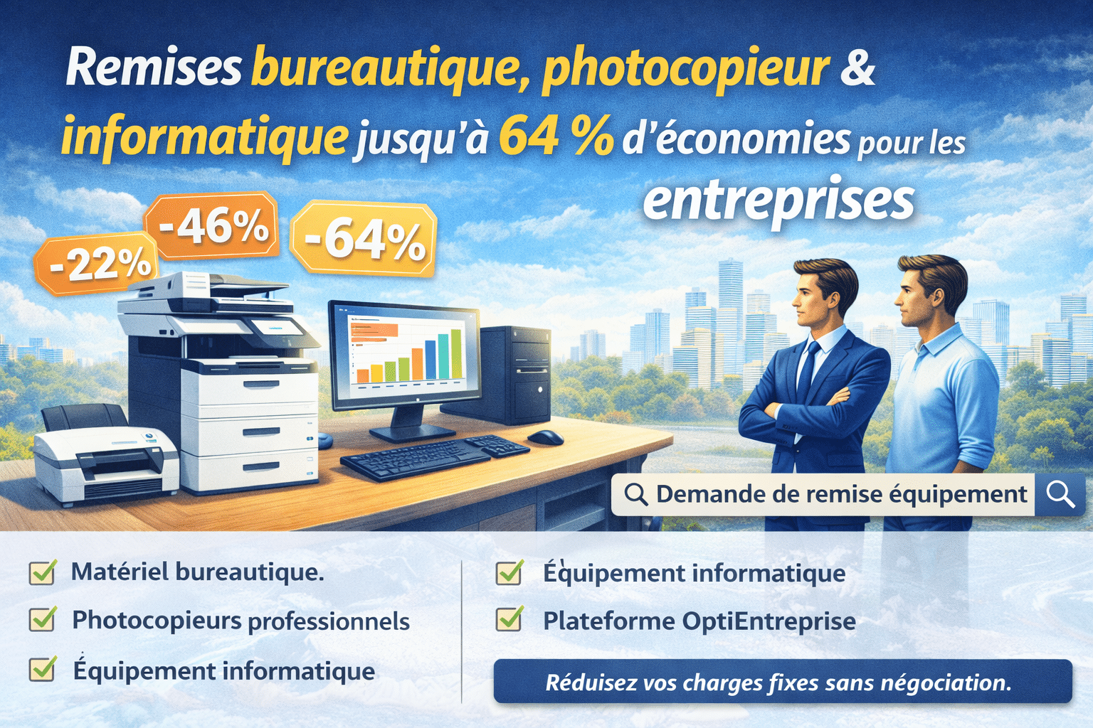 Remises équipements bureau et informatique entreprises
