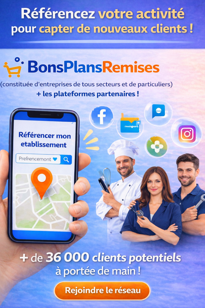 Annonce pour référencer son activité sur BonsPlansRemises.