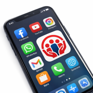 Écran de smartphone avec applications populaires