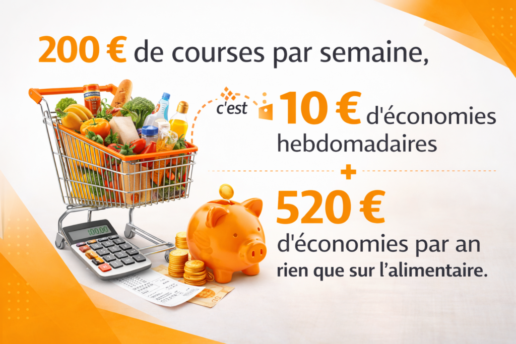 Caddie, tirelire cochon, et économies alimentaires